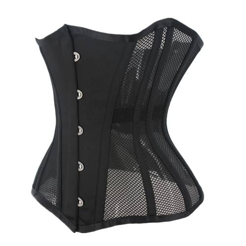 schwarzer vintage-korsett-gürtel für damen - atmungsaktives mesh bauchkontroll-trainingsgürtel mit verstellbaren metallknöpfen, elegante spezialkollektion shapewear zur haltungsförderung & körperformung, handwaschbare kleidung, mesh-textur design