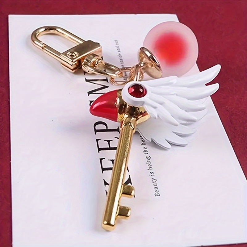 

Chic Magic Wand & Cherry Bird Keychain - Pvc, Fashion Accessory For , Perfect Birthday Gift