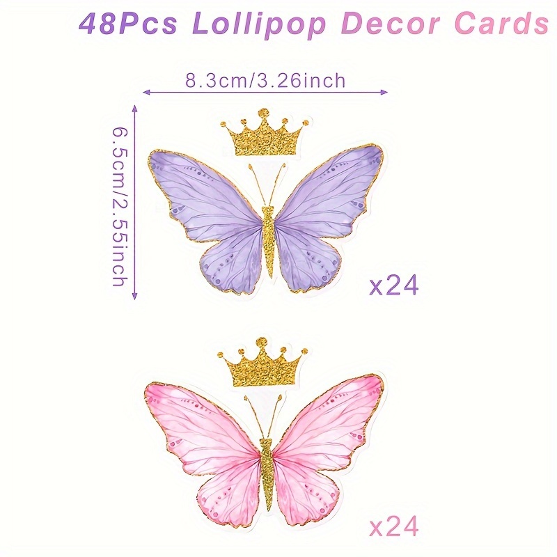 TEMU Gift For Her/him 48pcs, Crown Lollipop Decor Cards, Purple Pink Theme Wedding Party Gifts, Shower Party Supplies, Party Packs, Happy Birthday
