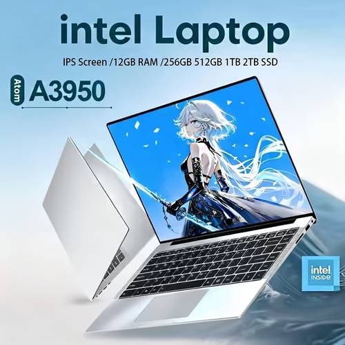 2026 lightweight 14 1 inch laptop with a3950 processor 12gb and 256gb ssd ips full hd screen 180 foldable design silvery body applicable for office and business