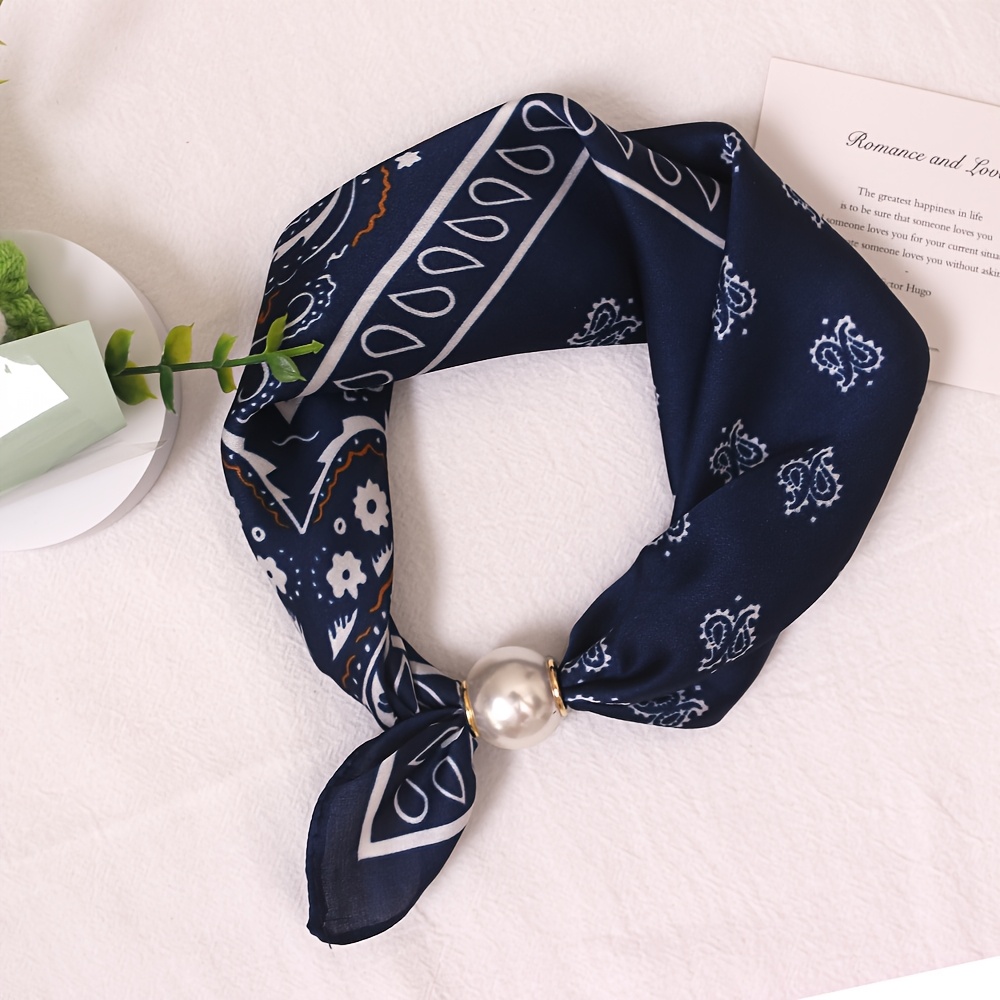 TEMU Foulard à fermeture magnétique imprimé simple de style français, petit foulard carré de qualité supérieure, accessoire de , foulard à col,