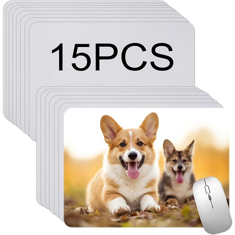 TEMU 15pcs Sublimation Blank Mouse Pads, Size 8.66" X 7.09" - Heat Transfer Design With Non-slip Rubber Base, Suitable For Art And Crafts