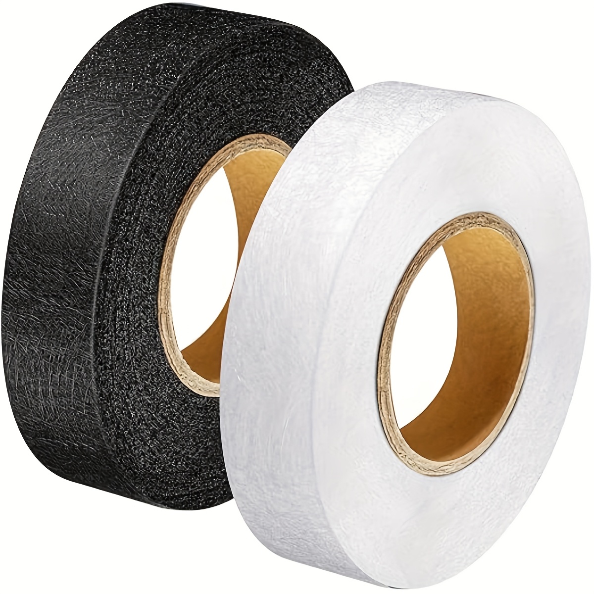 E-shop 2 Rollen Stoff Klebeband Saumband zum Aufbügeln, jede Rolle ist 24M lang (Schwarz Schwarz, , Weiß Weiß)