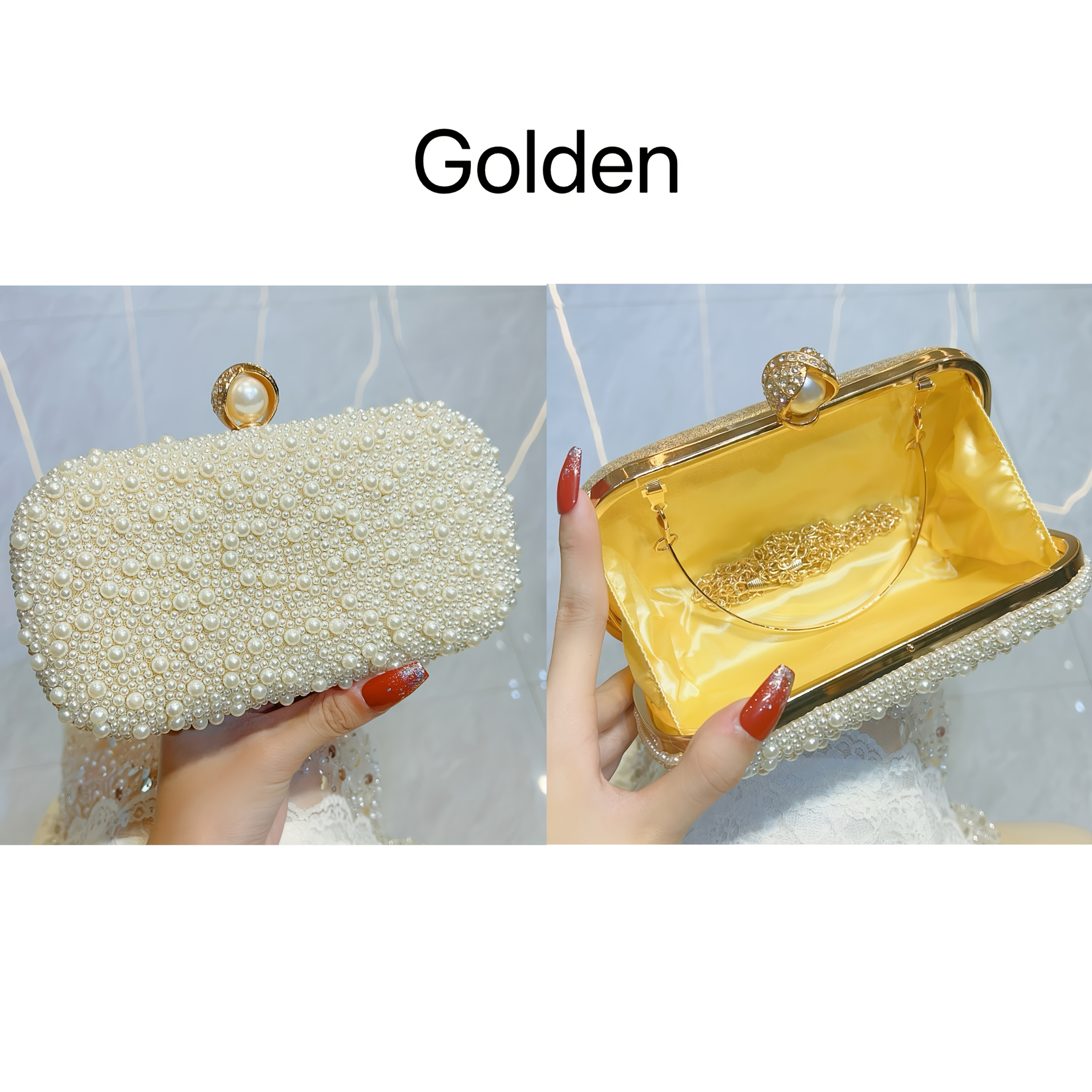 TEMU 's Clutch Bag With Detachable Crossbody Chain - Elegant Ball Coin Purse Suitable For Weddings, Parties, Prom - Beaded Wedding Evening Clutch,