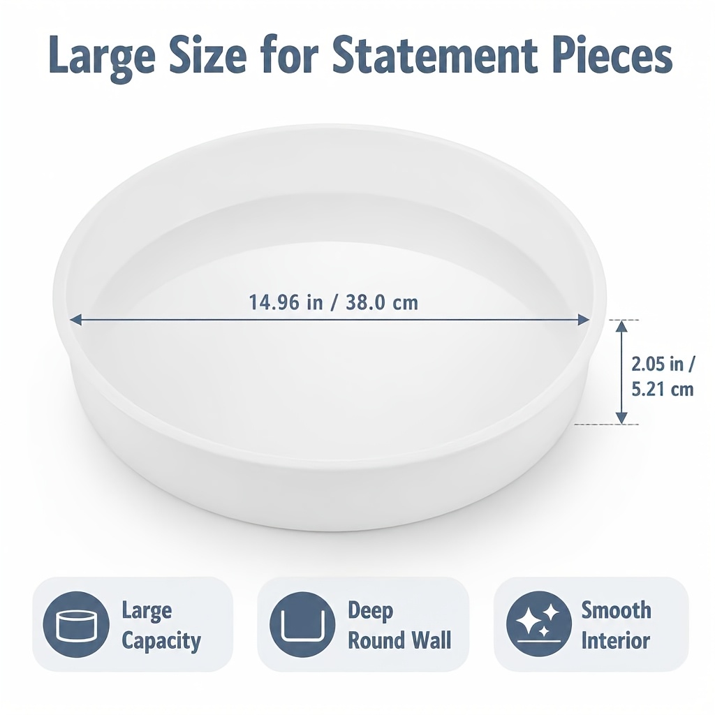 TEMU 14 Inch Large Round Tray Resin Silicone Mold, Epoxy Table Clay Mold For Diy Art Projects And Home Decor