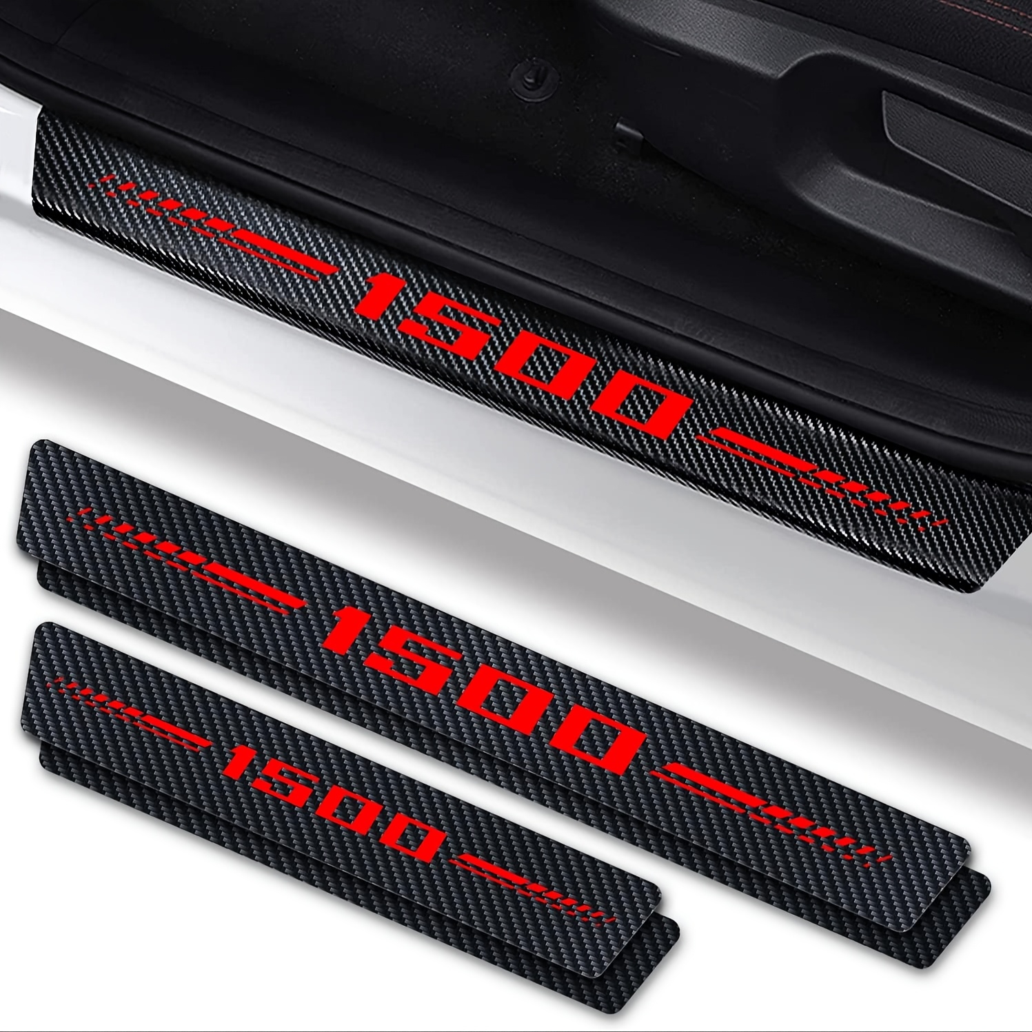 

4pcs Carbon Fiber Leather Door Protectors For Dodge For 1500 (2019-2021) - Fit, Auto Accessories