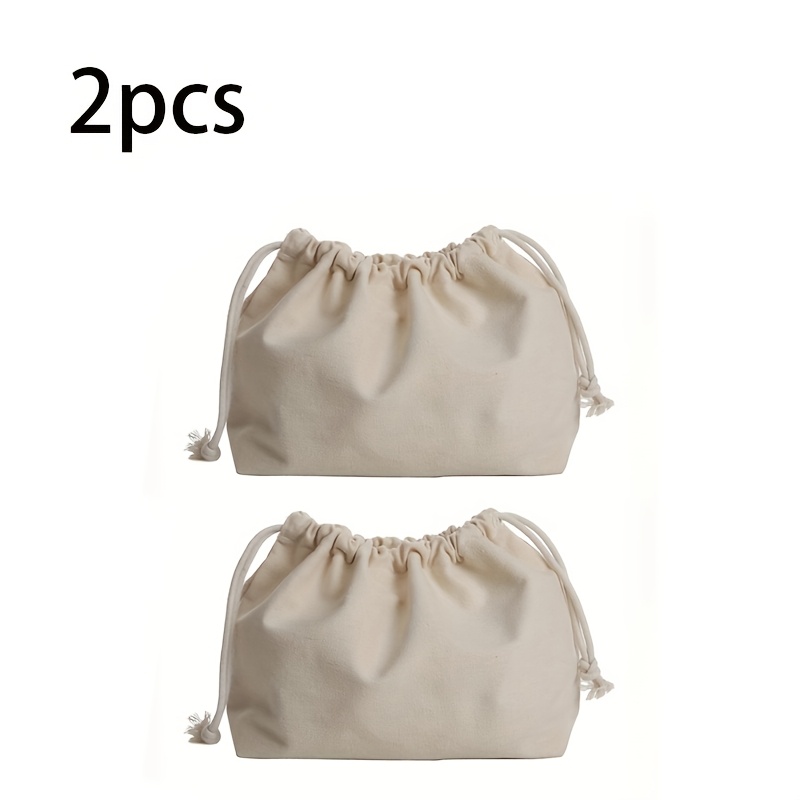 TEMU 2-pack Beige Polyester Drawstring Storage Bags For Travel, Cosmetics, And Accessories, Multi-use Wedding Gift Pouches