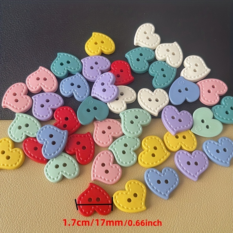 

16/40pcs Mixed Color Cartoon Resin Buttons - Heart And Tear Shapes - Sewing, Knitting, Crafts, Diy Clothing, Decorative Accessories - 17mm