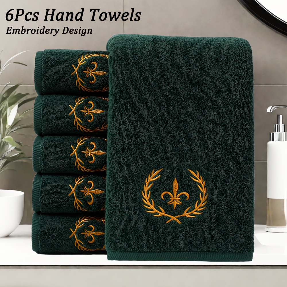 Image of 6pcs Cotton Hand Towels, , Thickened Hand Towels, Soft And Comfortable, Absorption, Family Set, Suitable For Bathroom Shower, Hotel, Sauna, Optional (fit For France)