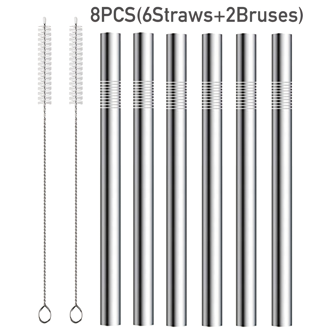 4/8 Pack Of Reusable Boba Pearl Straws And Cleaning Brushes, Extra Wide 304 Stainless Steel Straws For Bubble Tea, Suitable For Smoothies//drinks, Café/bar Additions, Mirror Polished, Dishwasher Safe