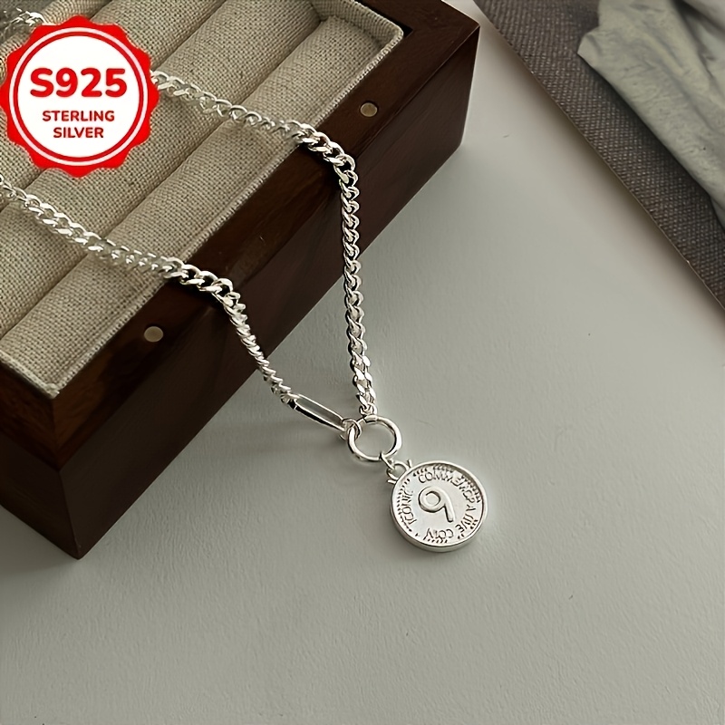 925 Hypoallergenic Double-Sided Round Plate Pendant Necklace