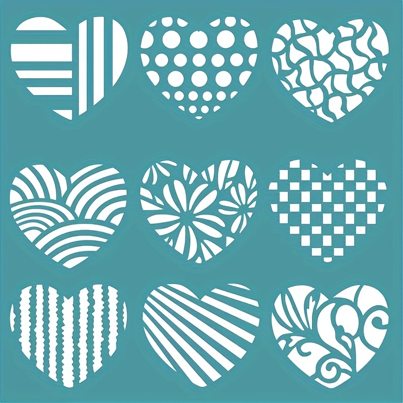 Small Hearts In 9 Grids Diy Templates, Murals, Scrapbooks, Coloring, Albums, Decorative Paper Card Templates