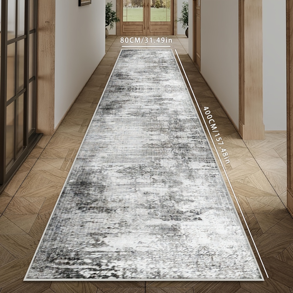 TEMU [golden Diamond Velvet] 1pc Advanced Grey Minimalist Runner Long Carpet, Easy To Clean Balcony Entrance Mat, Machine Washable Kitchen Indoor And