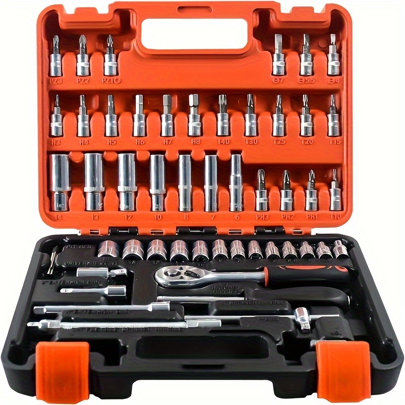 TEMU 53pcs/10pcs Socket Wrench Set - Auto Repair Tool Kit Durable Iron Construction,