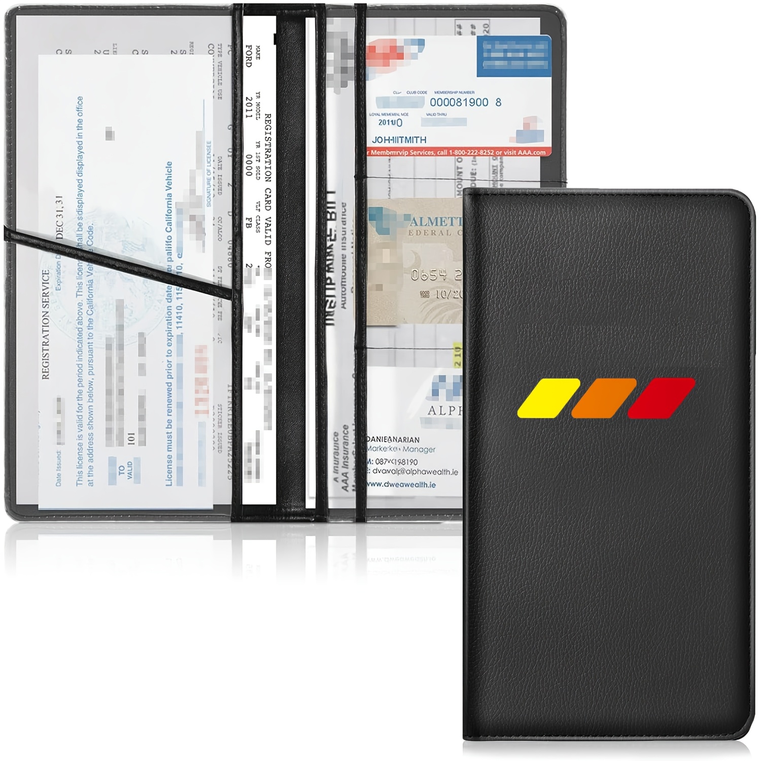 TEMU Pu Leather Car Registration And Insurance Cards Holder, Vehicle Glove Box Car Organizer Documents License,for All Vehicles