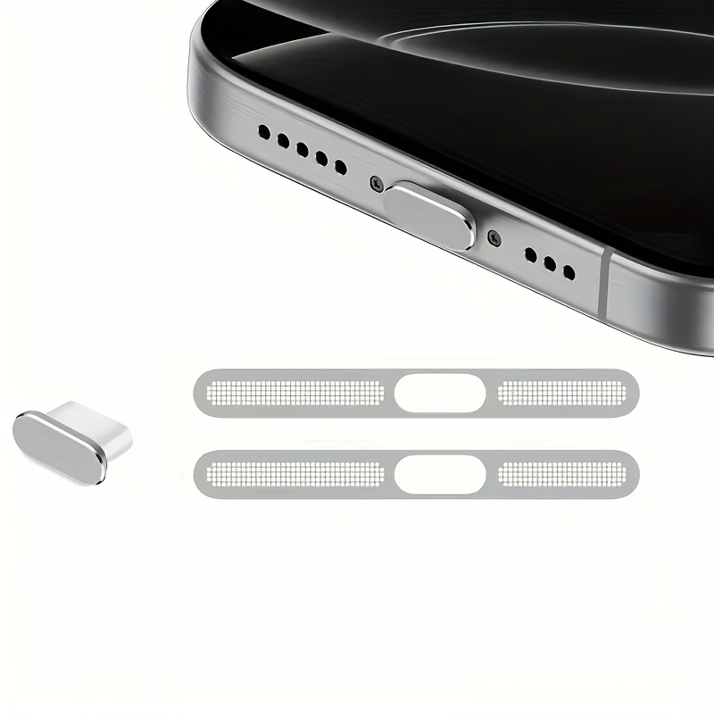 TEMU 2 Piezas de Cubierta de Polvo para Altavoces de Metal y 1 Tapón de Polvo USB C, Accesorios para iPhone 16/16 Plus/16 Pro/16 Pro Max/iPhone