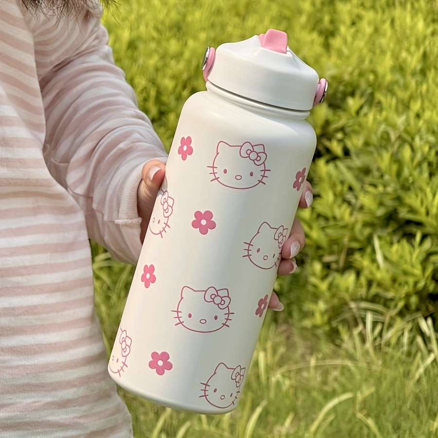 Image of 1pc, Hello Kitty Insulated Stainless Steel Water Bottle - 600/800/1000ml - Cute Prints For Summer Hydration, Office Essential, Gift For Parties, Fitness, Biking, Travel, And Birthdays
