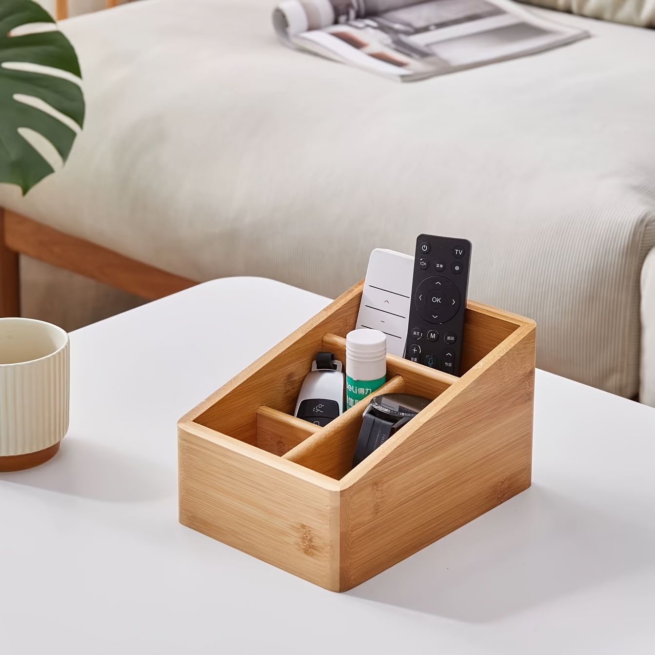 solid wood makeup storage box large capacity   bamboo desktop organizer for lipsticks eye   skin care products and remote controls desk drawer organizer for home storage Product details 1