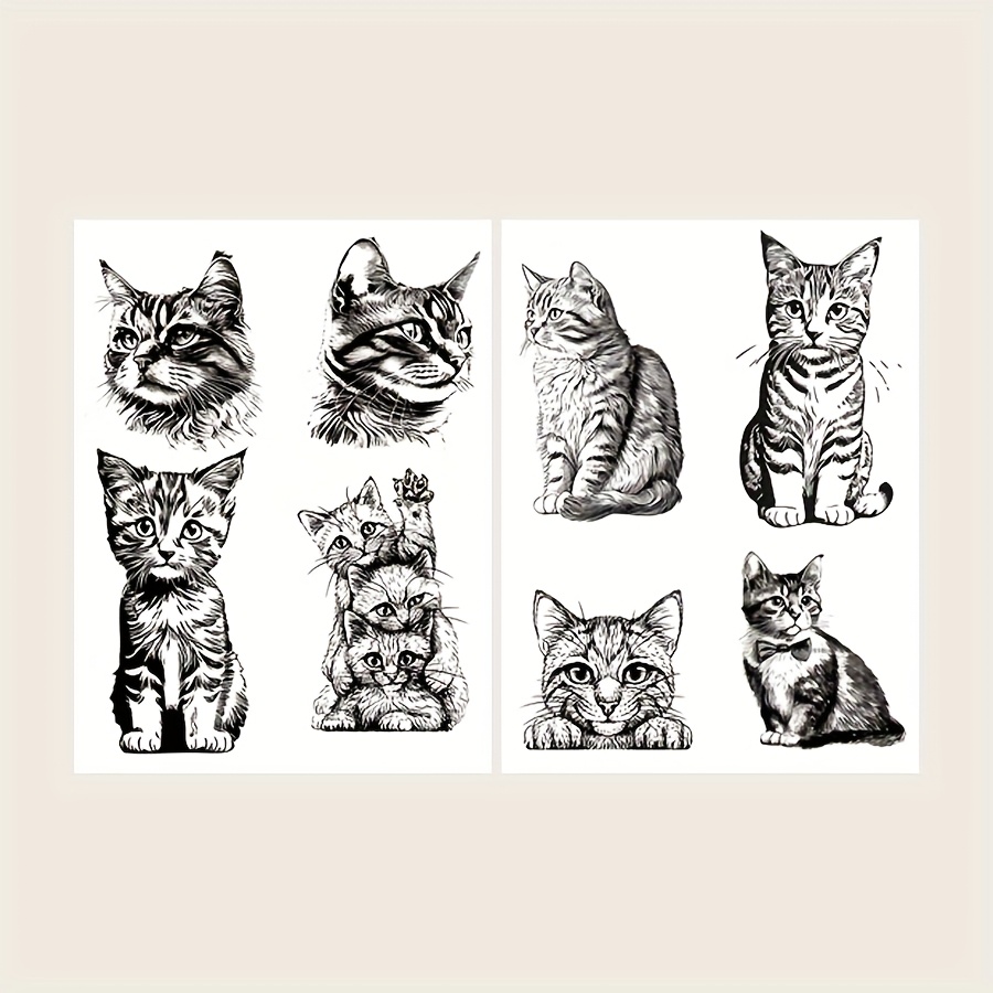 Tattoo Stickers, 2psheets/set, Realistic Style, Cute Cats In Shapes, Cosmetic Pattern Waterproof Temporary Tattoos, Easy To Apply And Remove, Ideal Gift.