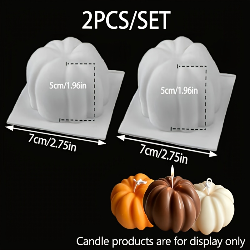 Image of 2 Handmade Realistic Halloween Pumpkin Silicone Molds - Perfect For Candle And Scented Wax Making, For Epoxy Resin Casting Thanksgiving Halloween | Autumn Decoration Art Gifts