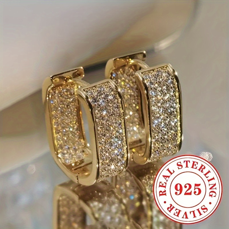 TEMU Boucles d'oreilles créoles élégantes en argent sterling 925 avec synthétique pour les anniversaires d', parfaites pour un usage et les occasions