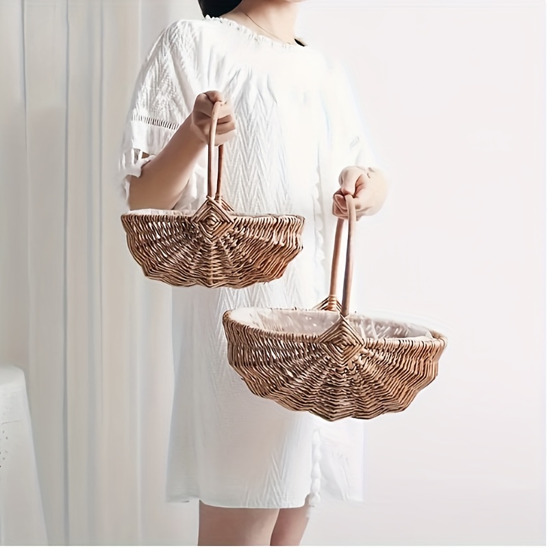 

A Country-style Wicker Basket, Korean-style , Classic , Suitable For Flowers, Home Storage And Decoration