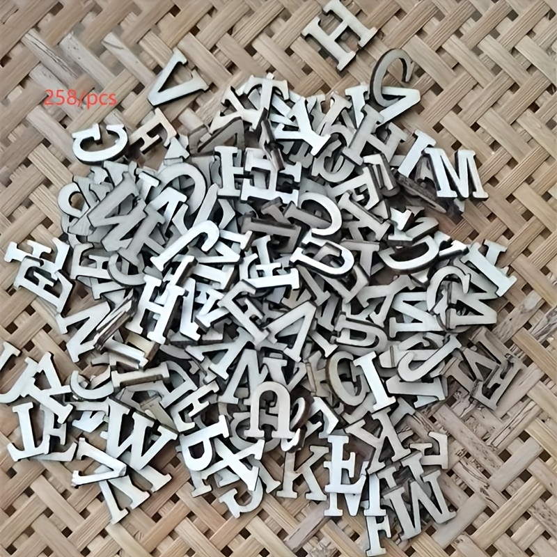 258pcs 15mm, Mixed A-z Wooden Letter Pieces, For Crafts, , Random Mix