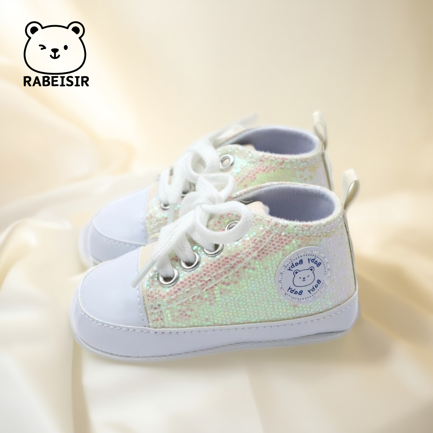 Trendy Comfortable Sequin Sneakers For Baby Boys, Lightweight Non Slip Shoes For Indoor Outdoor Walking, Spring And Autumn