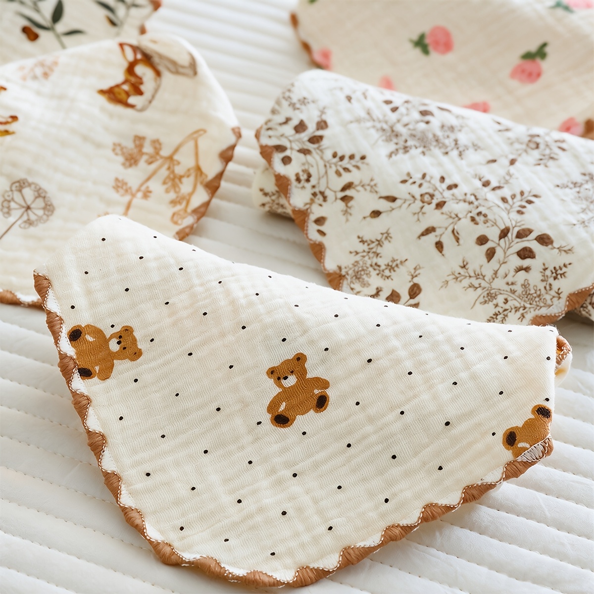 5pcs Soft Baby Face Towels, Drool Bibs & Towels Set