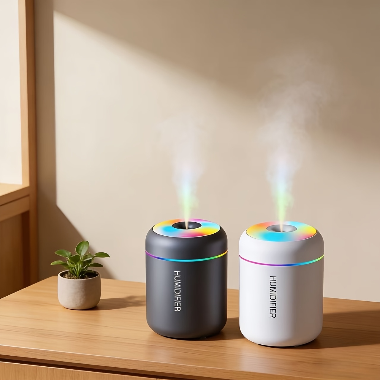 1pc Essential Oil Aromatherapy Mist Diffuser & Humidifier | Color-Changing Night Light, Cold Mist Function, Plant Health Promotion, Plastic Material - Refresh and Purify Your Room with a Soothing Atmosphere