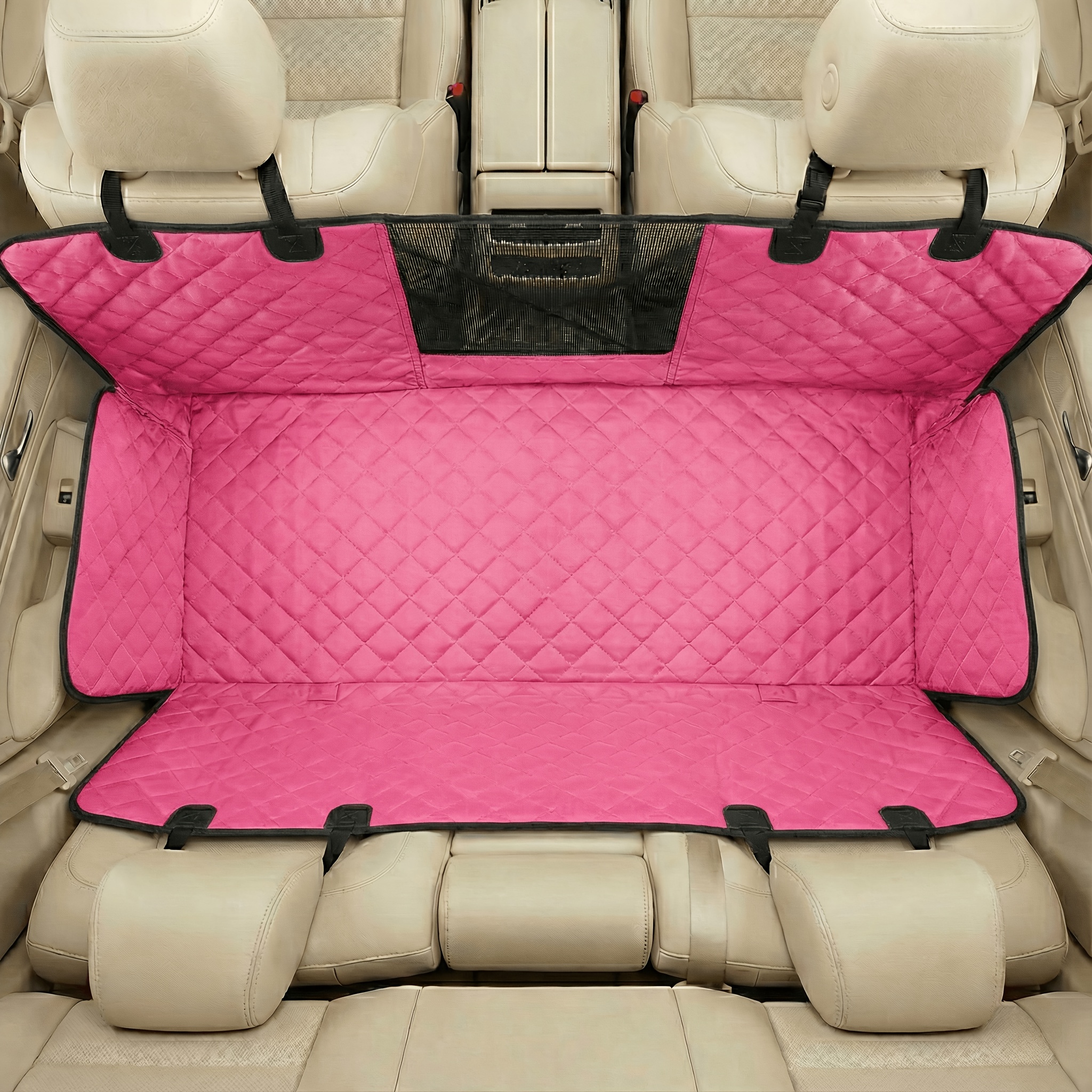 TEMU 1/2pcs Car Dog Seat Cushion With Base & Mesh Backrest Support - Car Seat With Spacious Design, Scratch-resistant & Easy-clean Fabric For Large