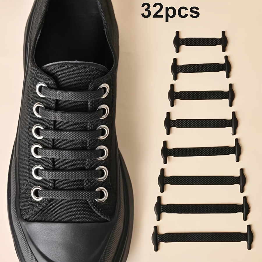 TEMU 2-pack No-tie Shoelaces - Pack 1 Includes 16 Elastic Shoelaces With T-shaped Fasteners. Features Quick-locking, Easy , Comfortable And