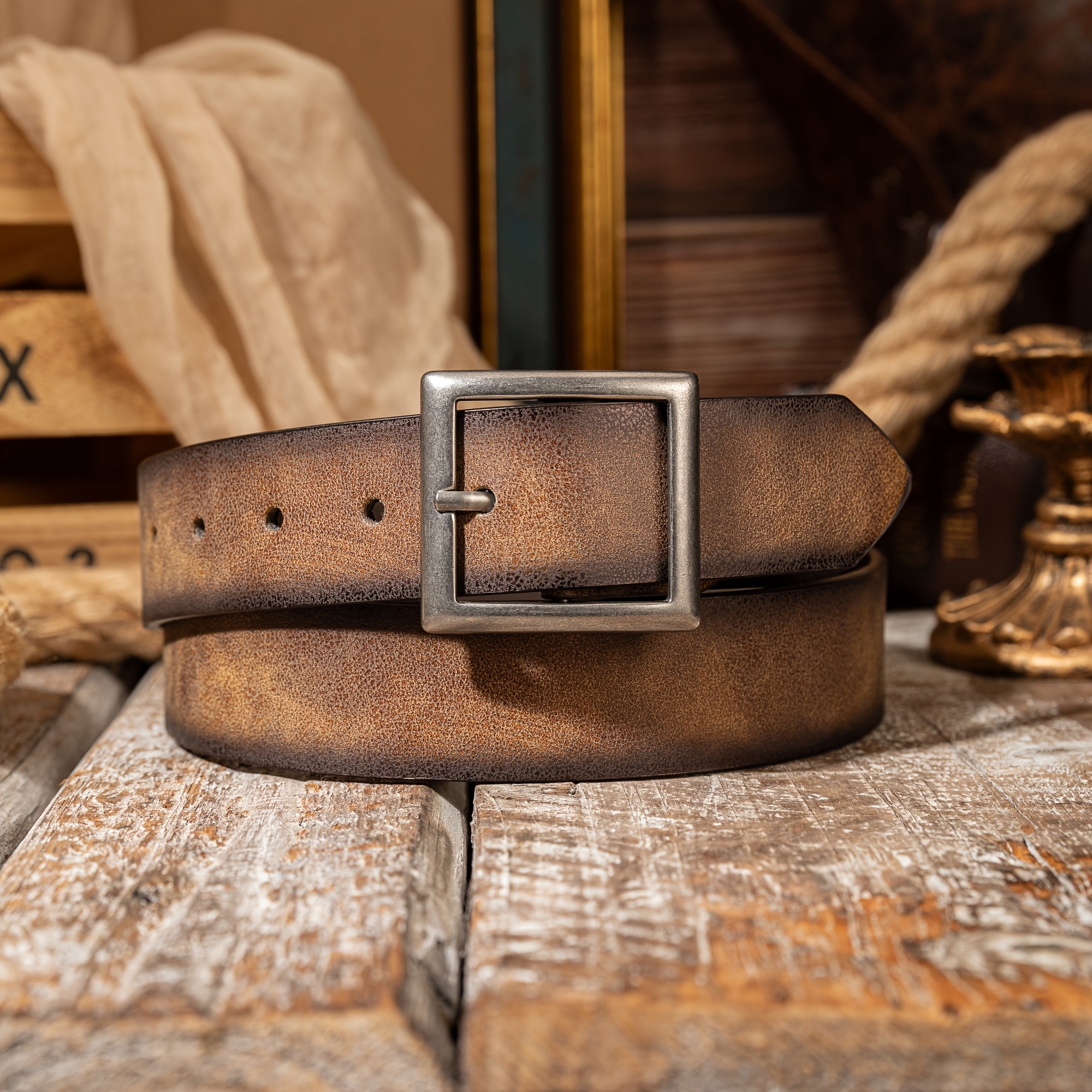 TEMU Alloy Casual Business Distressed Faded Unisex Belt