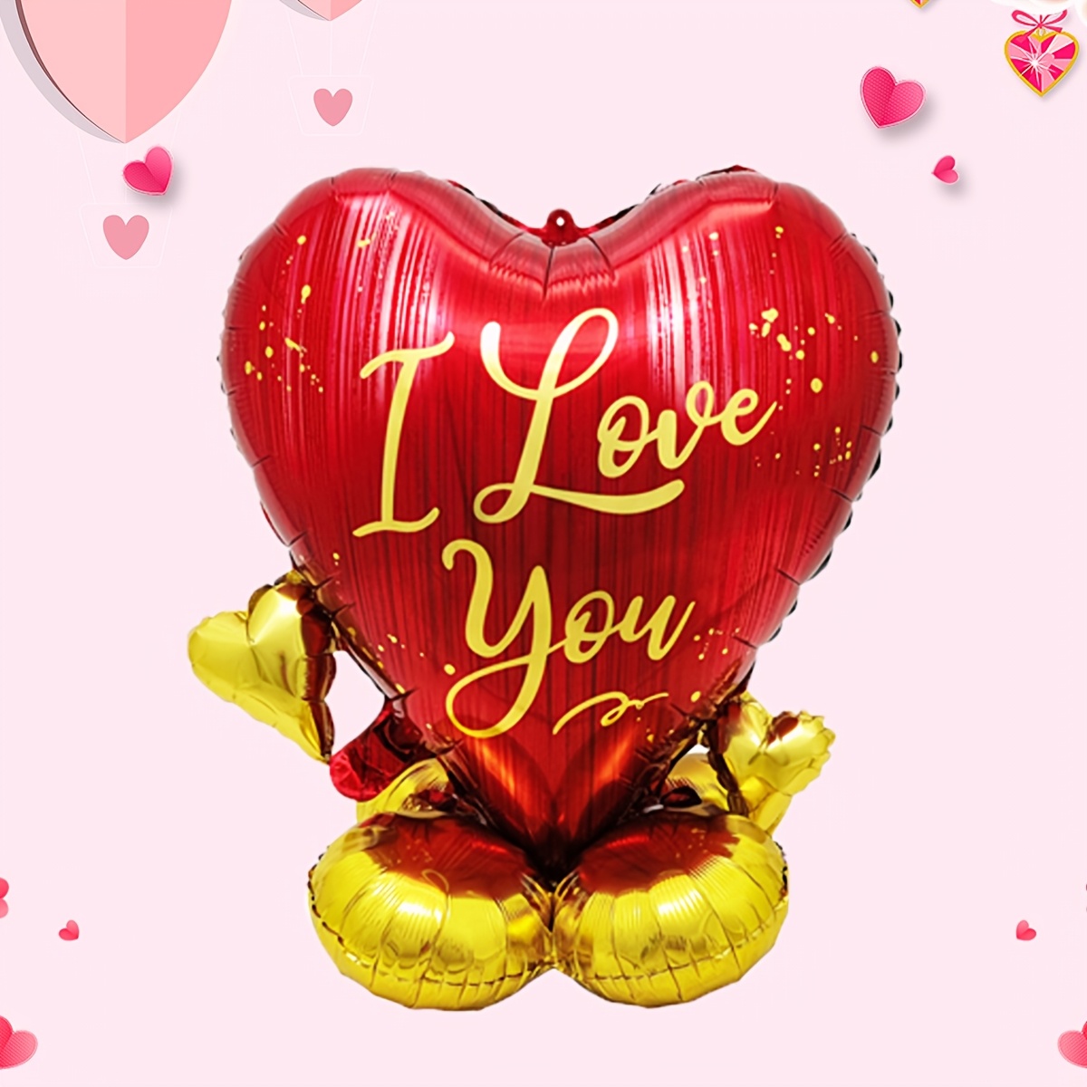 

1pc Red Heart-shaped Aluminum Film Balloon, "i Love You" & "valentine's Day" Design, No Electricity Needed, Ideal For Wedding, Engagement & Valentine's Day Decorations