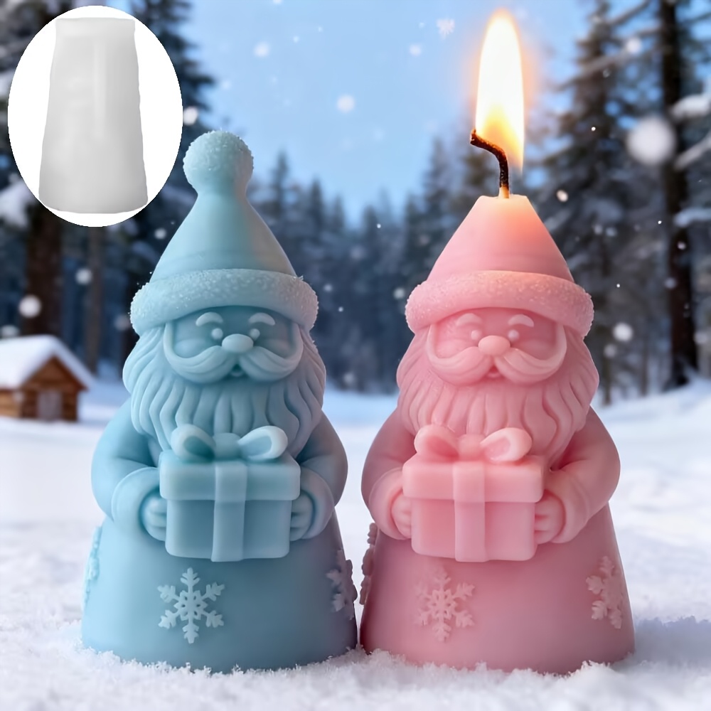 TEMU Moule en 1 pièce Père Noël avec chapeau pour bougie cadeau, moule DIY de Noël pour de diffuseur d'aromathérapie, moule à ornement