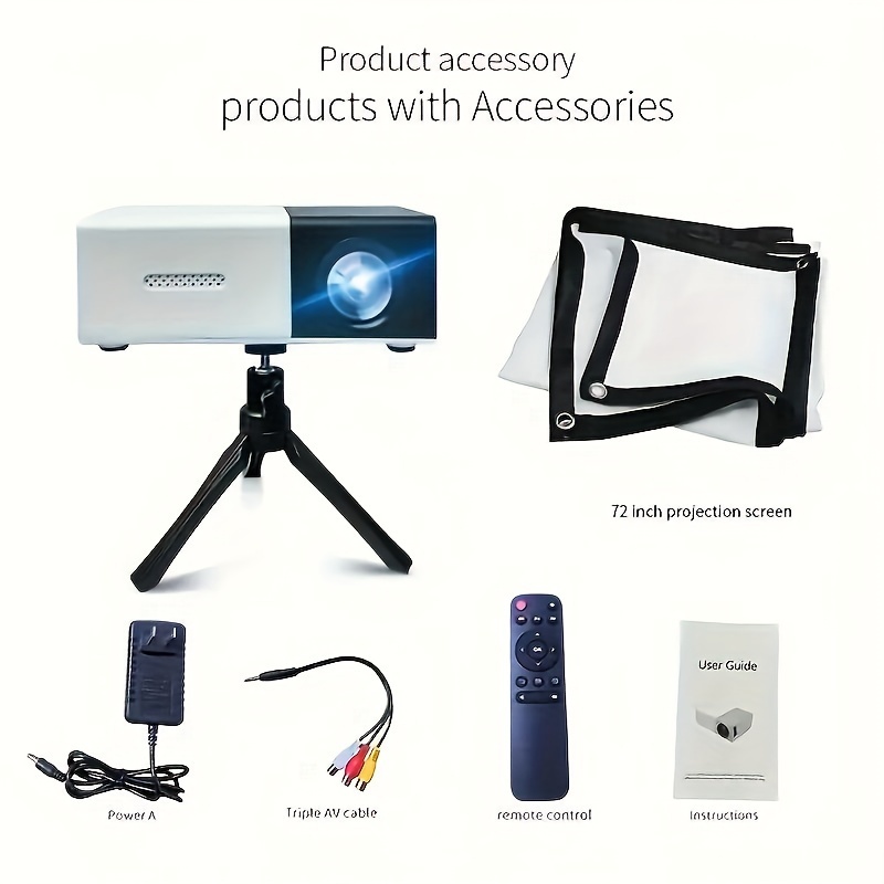 

Projector 72' Curtain And Stand, Led Up To 30, 000 , Hd , /ios///usb Compatible, , .