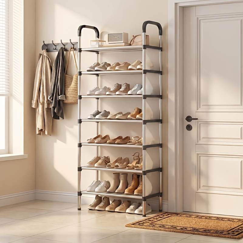 7-Layer Dustproof Shoe Rack - Shoe Cabinet, Large Capacity Vertical Shoe Cabinet for Entryways, Bedrooms, And Corridors, Space-Saving Metal Storage Rack with Dustproof Design, Sturdy Metal Frame, Slim Profile for Efficient Use of Space