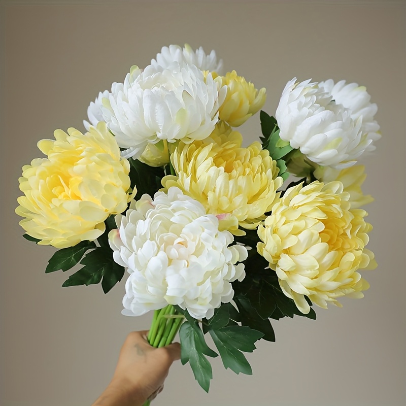 8pcs Artificial Luxury Chrysanthemum Flowers, Chic Decoration, Suitable For Home, Office, Vase Centerpieces, Weddings, And Parties