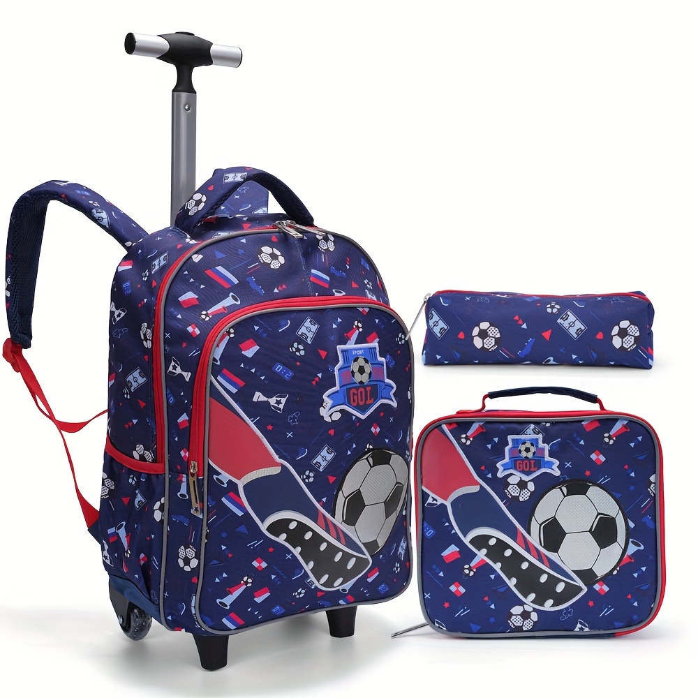 3pcs soccer themed rolling backpack boys lightweight Temu