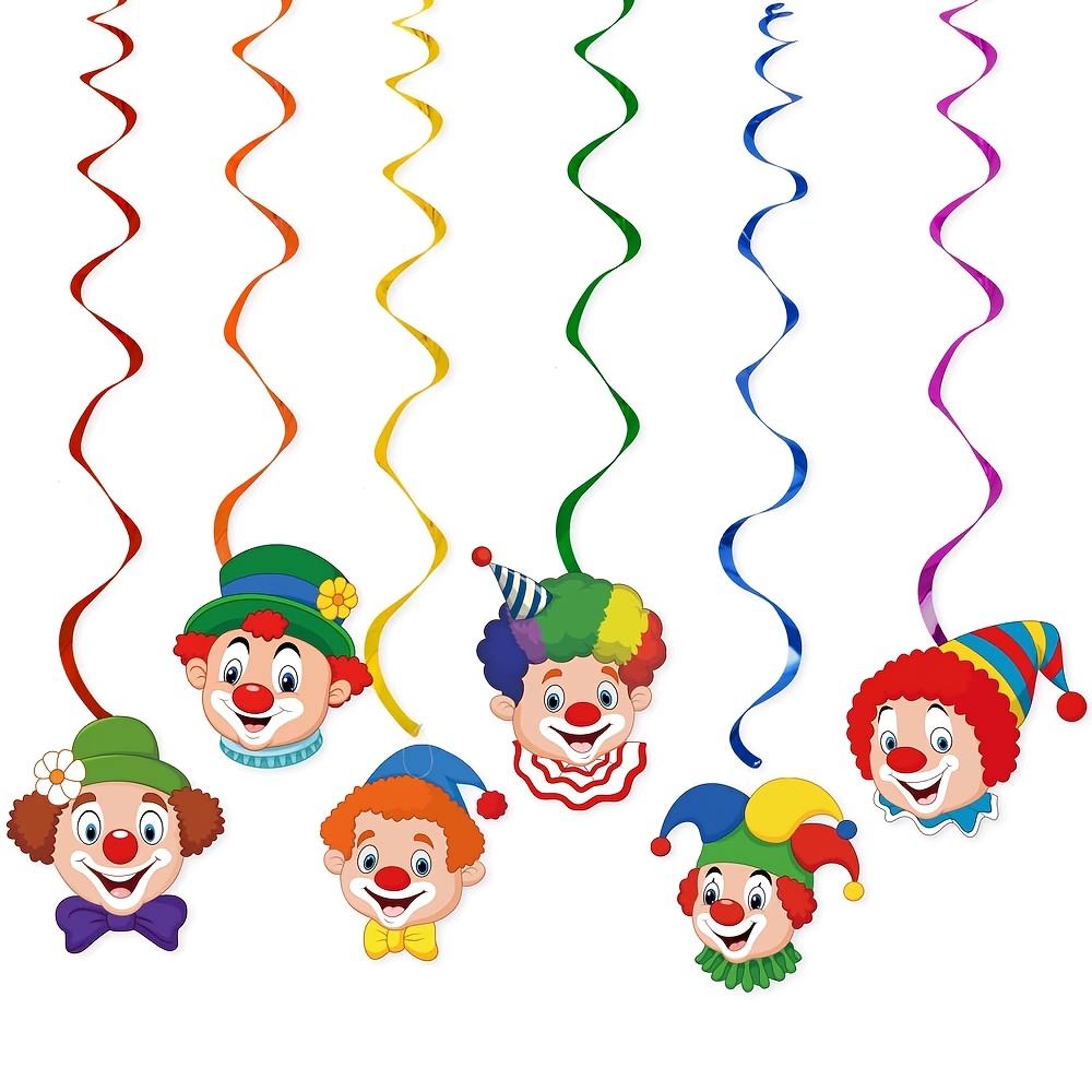 12 -themed Party Decorations - Colorful Tassel Hanging Swirls Featuring Clown Faces, Suitable For Carnival, Events, And Party Ceiling Decor, Carnival-themed Parties