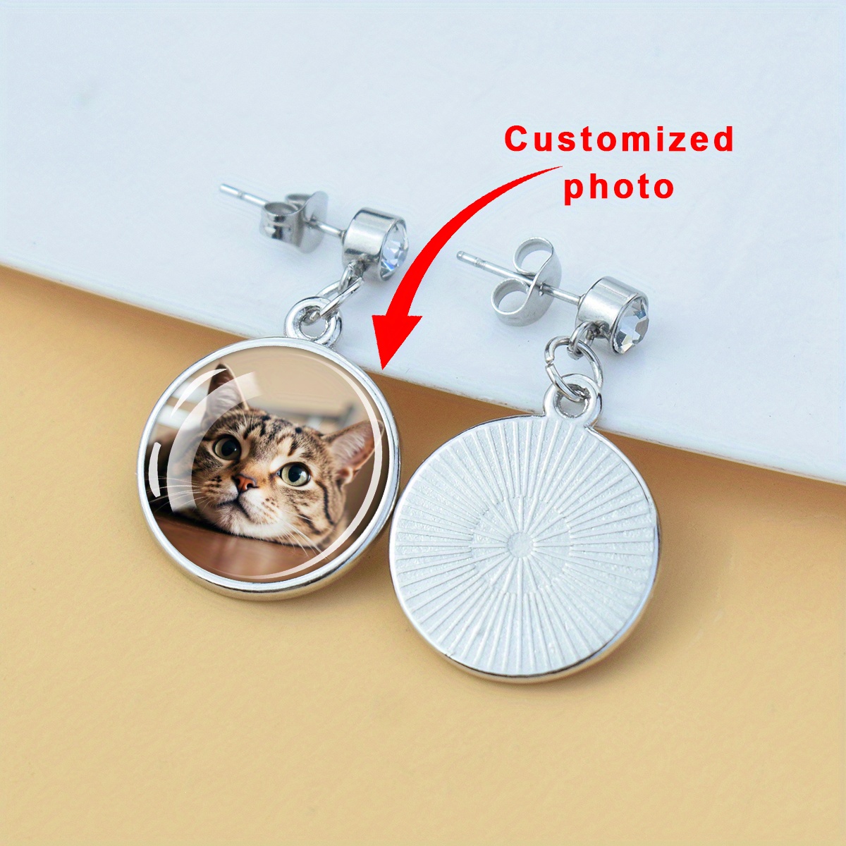 TEMU 1 Pair Of Personalized Round Pendant Earrings, Featuring A Custom , Stylish And Exquisite, Unique Additions