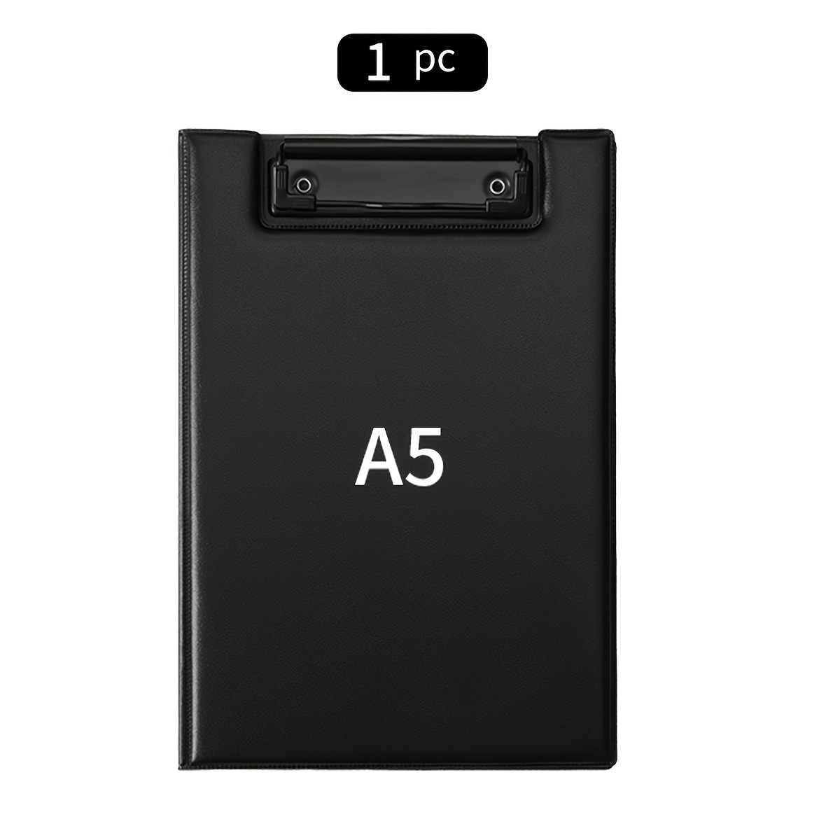 Image of 1pc Wqn Black Pu Leather Writing Pad - A4/a5 Size, Document Holder With Fold Spring Closure, Signature Board For Meetings, & Back To School Essentials, Note Pad