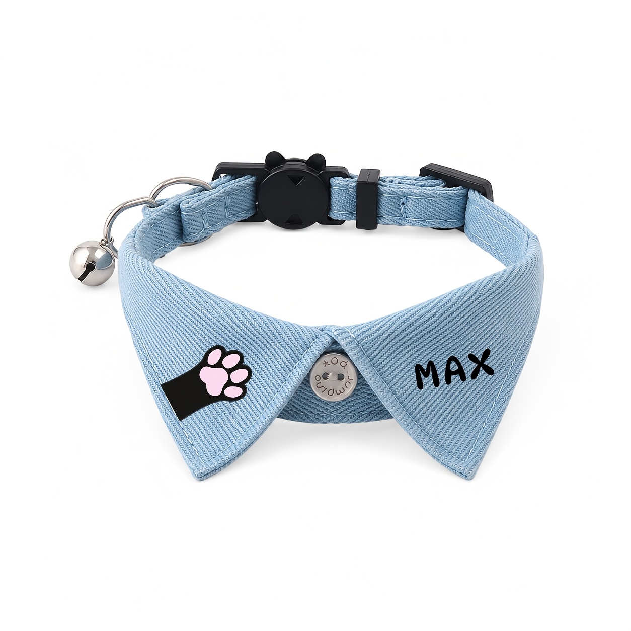 TEMU Personalized Cat Collar With Custom Name & Paw Print - Adjustable Breakaway Kitten Collar Suitable For Daily Wear, Photo Props, Bell & ,