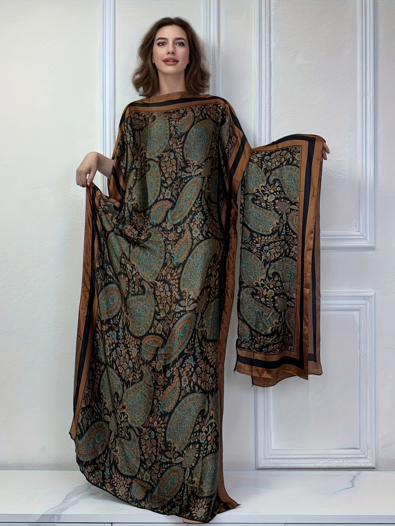 empire waist kaftan dress Floral Empire Waist Dress Butterfly Sleeves Maternity Kaftan