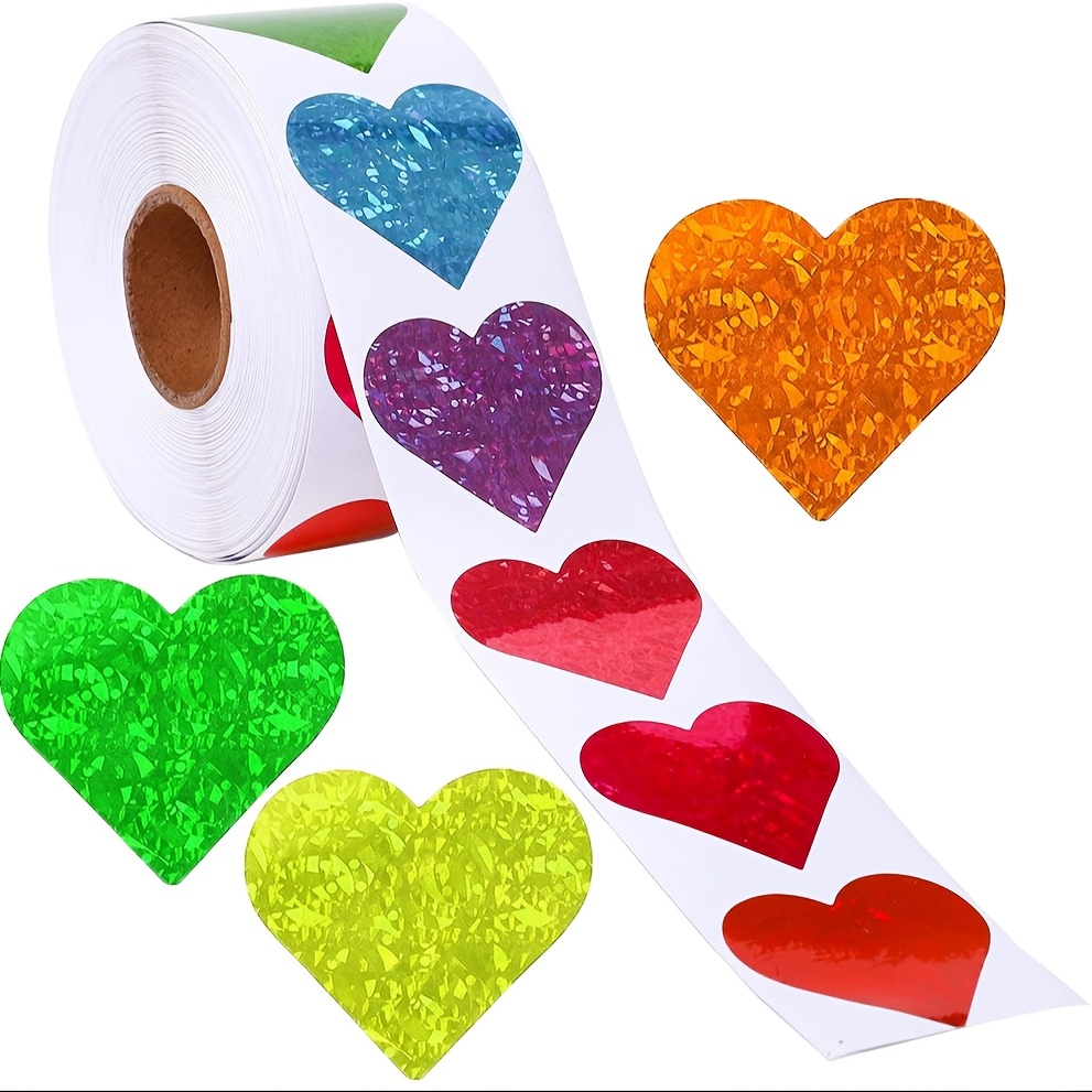 

500pcs Assorted Heart Stickers - Self-adhesive, Embellished Paper Labels For Valentine's Day, Weddings & Party Favors, Gifts, Stickers