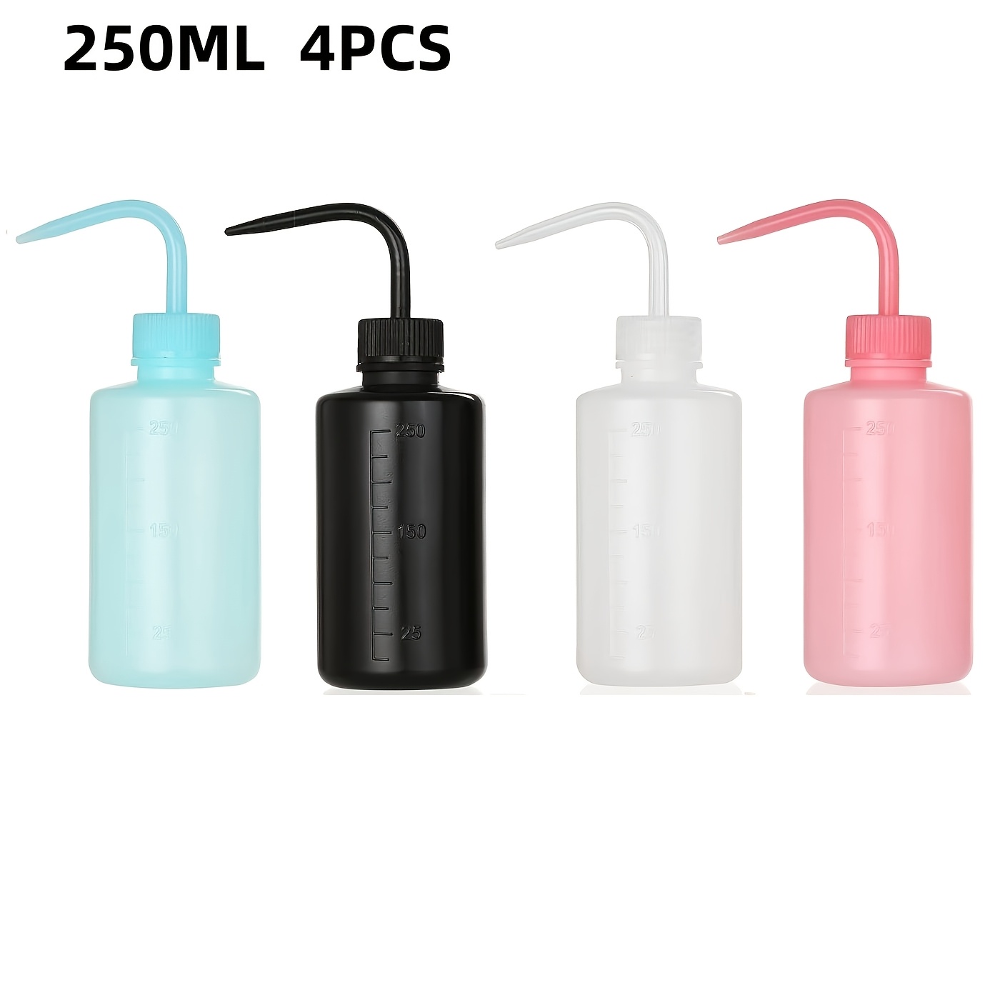 4pcs 250/500ml Plastic Wash Bottles, Tattoo Ink Bottles, Bent-tip Bottles, , Cleaning Bottles, Tattoo Additions