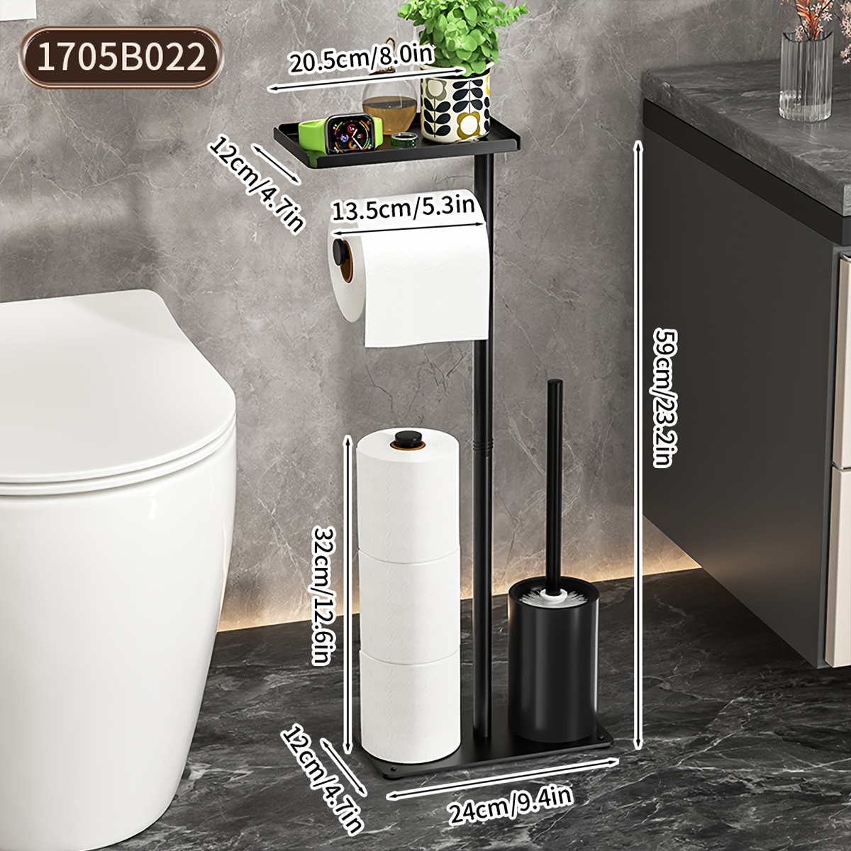 1pc Paper Towel Holder, Bathroom Floor Standing Paper Roll Holder, Bathroom Toilet Paper Storage Rack, Home Organization And Storage Supplies, Bathroom Additions