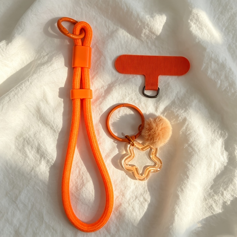 TEMU An Adjustable Nylon Phone Lanyard In Gentle, Low- : Red/yellow/orange/pink/light Blue/green/purple/brown. Features A Matching Color And