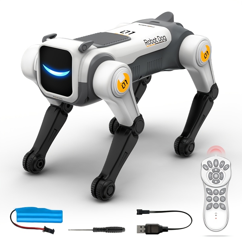 TEMU Remote Control Stunt Robot Dog Toy, Intelligent Mechanical Pet With Singing Dancing Frog Jump Peeing Function, Led Interactive Puppy, Birthday