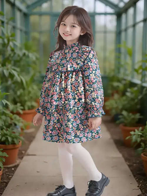 Girls' * Style Long Sleeve Corduroy Dress, Vintage Small Floral * Detail * Stand Collar with Bow, Loose Fit Clothing, Fall Winter Kids' Wear, Suitable for Back-To-* Casual Leisure, Halloween, ... Girls' * Style Long Sleeve Corduroy Dress, Vintage Small Floral * Detail * Stand Collar with Bow, Loose Fit Clothing, Fall Winter Kids' Wear, Suitable for Back-To-* Casual Leisure, Halloween, ...